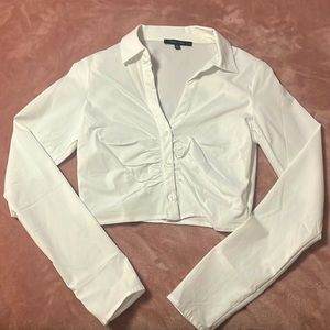 Cropped Button Down Ruched Top NWOT
